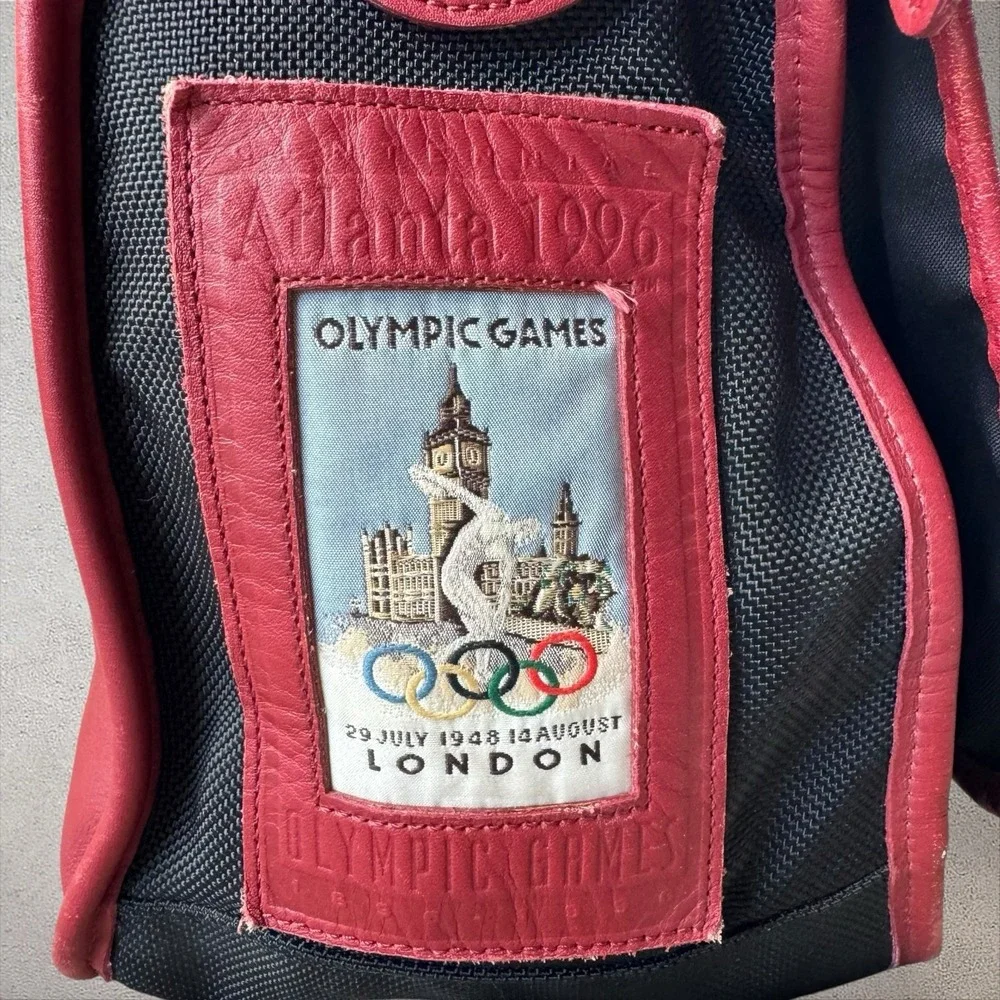 VINTAGE 1996 COACH x ATLANTA OLYMPICS Red Leather Book Messenger Bag #688